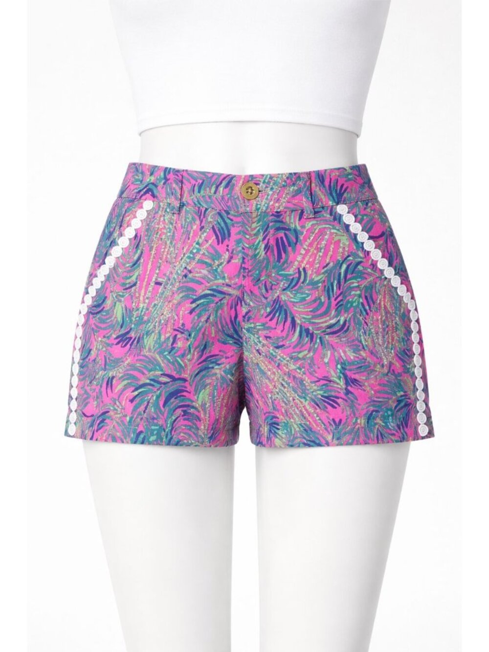 Lilly Pulitzer Callahan Short size 4 Pink Sunset Lace multicolored 5" inseam